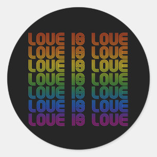 Retro Love is Love Classic Round Sticker