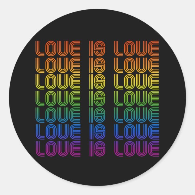 Retro Love is Love Classic Round Sticker (Front)