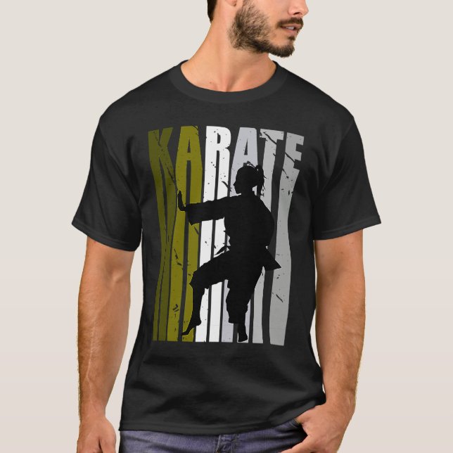 Retro Love Karate Sparring Birthday Olive Green Co T-Shirt (Front)