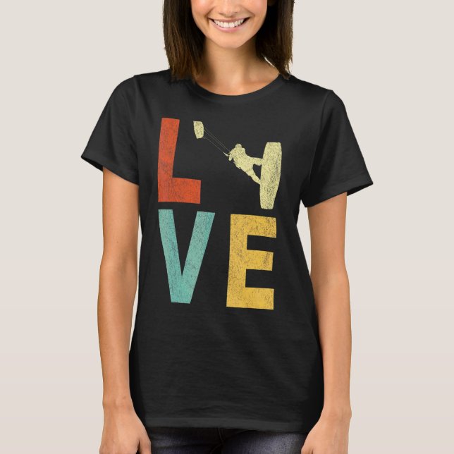 Retro Love Kitesurfing Kiteboarding Kitesurf Vinta T-Shirt (Front)
