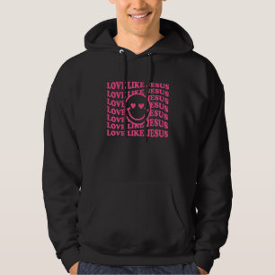 Retro Love Like Jesus Happy Face Preppy Aesthetic Hoodie