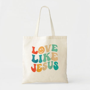 Retro Love Like Jesus Smile Face Aesthetic Trendy  Tote Bag