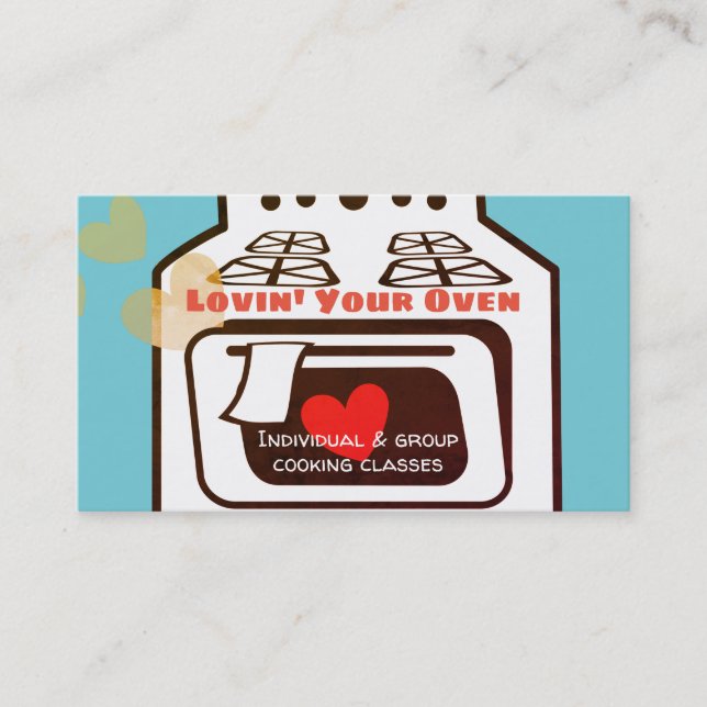 retro love oven bakery catering chef business card (Front)