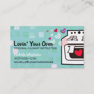 retro love oven bakery catering chef business card