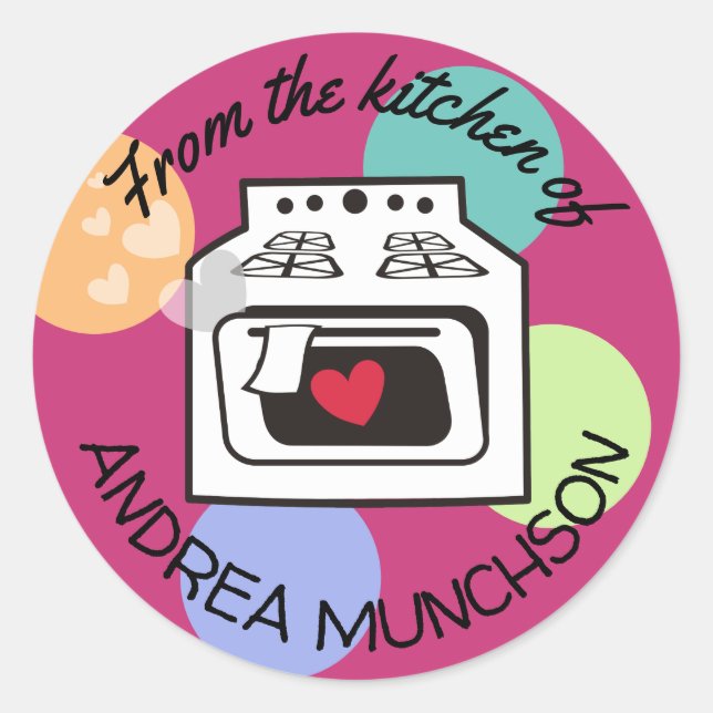 Retro love oven from the kitchen of sticker (Front)