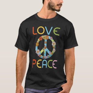 Retro Love Peace 60s 70s Peace Sign Hippie Dye Flo T-Shirt