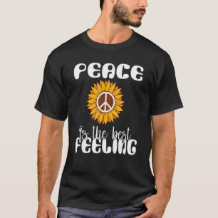 Retro Love Peace 60s 70s Peace Sign Hippie Sunflow T-Shirt
