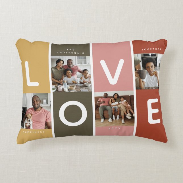 Retro LOVE Photo Collage  Decorative Cushion (Front)