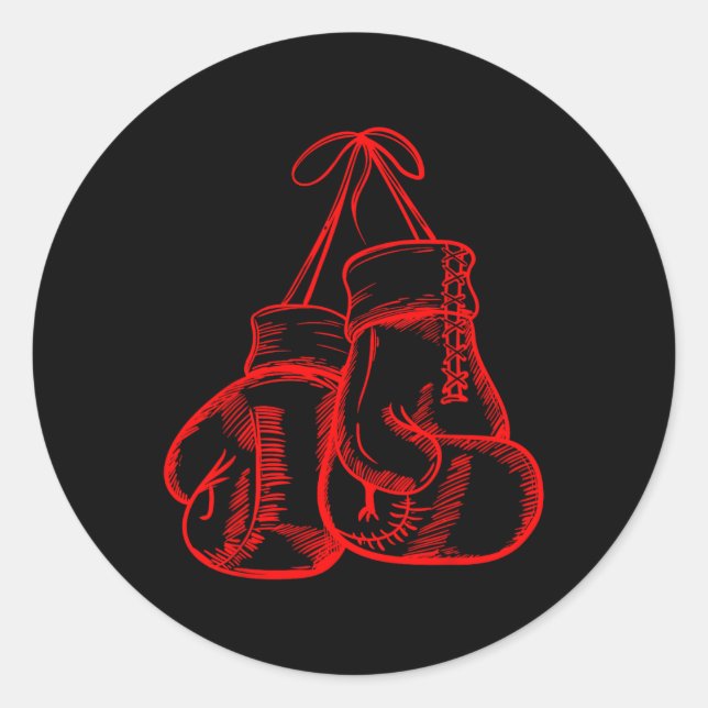 Retro Love Red Boxing Gloves Gifts Boxer Gift  Classic Round Sticker (Front)