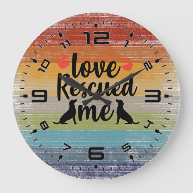 Retro Love Rescued Me Large Clock (Front)