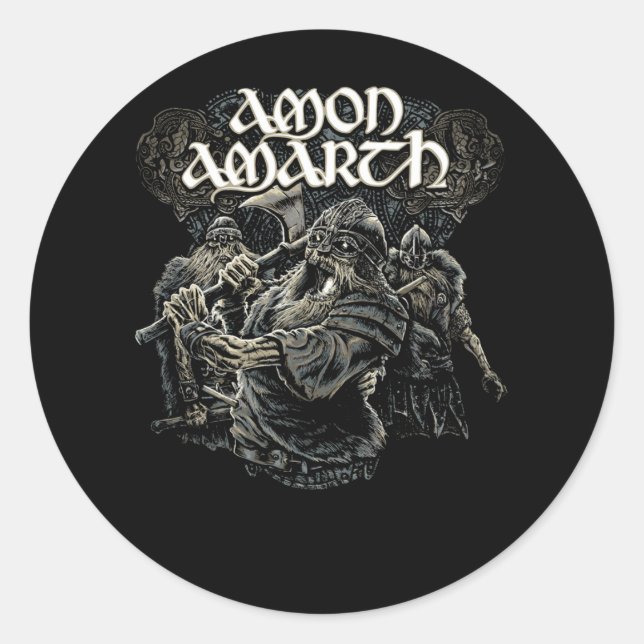 Retro Love Rock Amon Amarth Fan Art Design Classic Round Sticker (Front)