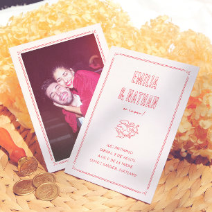 Retro Love Struck Cupid Photo Spanish Wedding Invitation