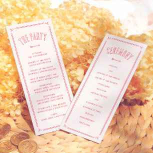 Retro Love Struck Hand Drawn Cupid Modern Wedding Programme