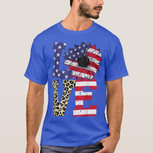 Retro Love Sunflower Leopard USA Flag Patriotic 4t T-Shirt