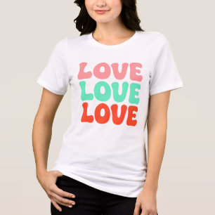 Retro LOVE T-Shirt: Groovy Aesthetic Font Design Tri-Blend Shirt