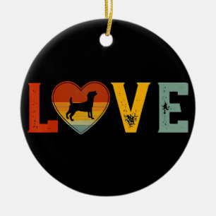 Retro Love Themed Jack Russell Terrier Dog Valenti Ceramic Tree Decoration