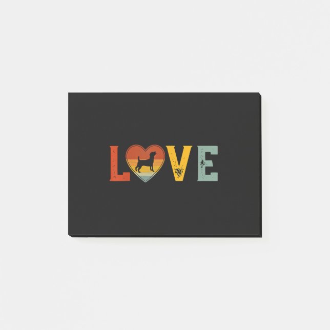 Retro Love Themed Jack Russell Terrier Dog Valenti Post-it Notes (Front)