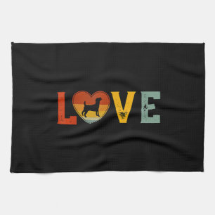 Retro Love Themed Jack Russell Terrier Dog Valenti Tea Towel