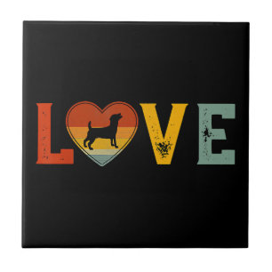 Retro Love Themed Jack Russell Terrier Dog Valenti Tile