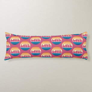 Retro Love Typography On Vintage Sunset Stripes Body Cushion
