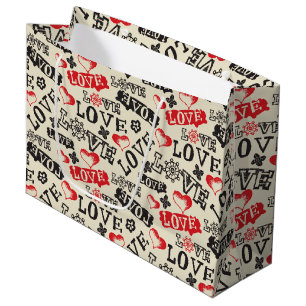 Retro Love Valentine's Day Gift Bag -Large, Glossy