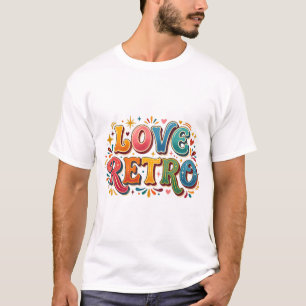 Retro Love Vintage Heart & Groovy Aesthetic T-Shir T-Shirt