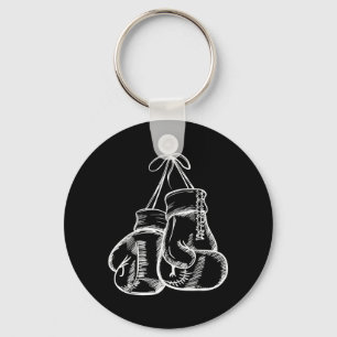 Retro Love White Boxing Gloves Boxer Gift Key Ring