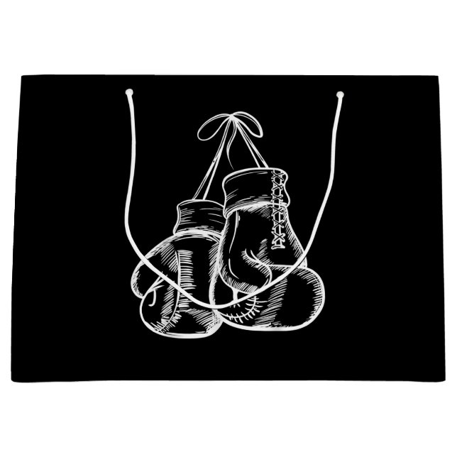 Retro Love White Boxing Gloves Gifts Boxer Gift  Large Gift Bag (Front)