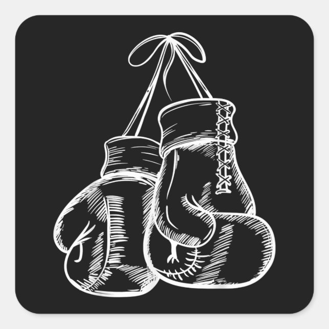 Retro Love White Boxing Gloves Gifts Boxer Gift  Square Sticker (Front)