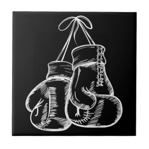 Retro Love White Boxing Gloves Gifts Boxer Gift Tile
