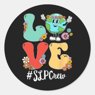 Retro Love World Earth Day Slp Crew Classic Round Sticker
