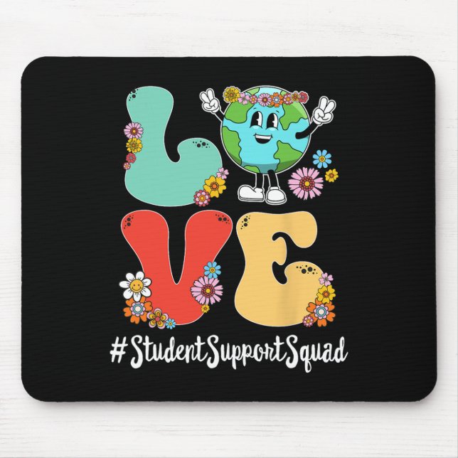 Retro Love World Earth Day Student Support Squad  Mouse Mat (Front)