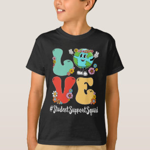 Retro Love World Earth Day Student Support Squad T-Shirt