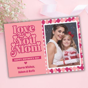 Retro Love You Mum Personalised Photo Mothers Day Card