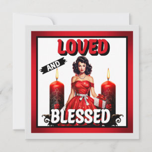 Retro Loved and Blessed Pinup Holiday Card