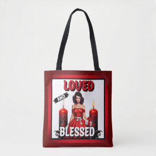 Retro Loved and Blessed Pinup Tote Bag