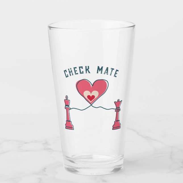 Retro Lovely Fun Valentine Gifts Checkmate Chess Glass (Front)
