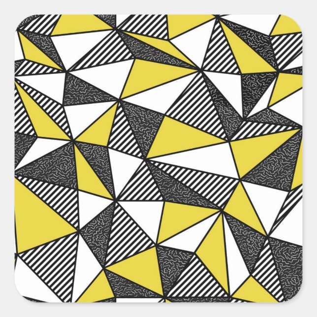 Retro Low Poly Geometric Pattern Square Sticker (Front)