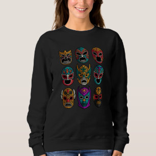 Retro Lucha Libre Masks Freestyle Wrestling Fighte Sweatshirt