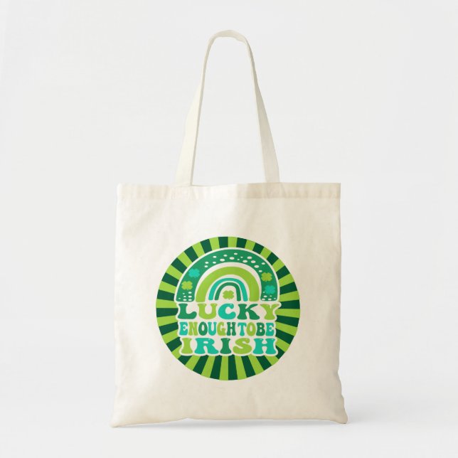 Retro Lucky Enough To Be Irish St. Patrick's Day Tote Bag (Front)