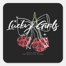 Retro Lucky Girls Cherry Quote