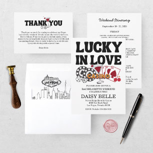 Retro Lucky In Love Vegas Bachelorette   Thank You Card