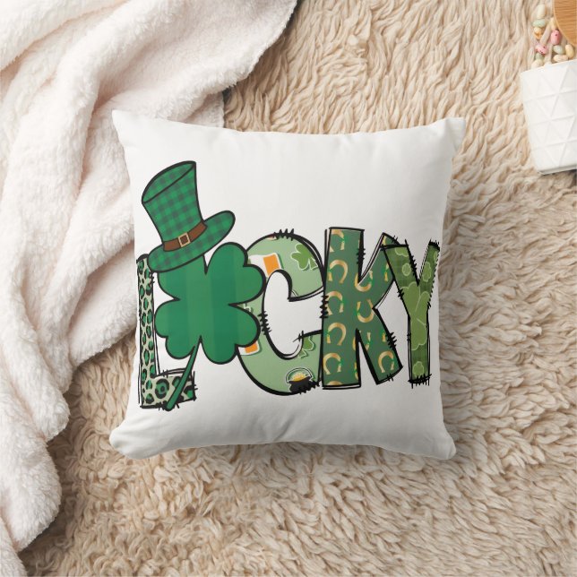 Retro Lucky Shamrock St. Patrick's Day Cushion (Blanket)