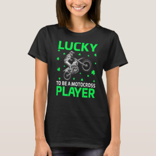 Retro Lucky To Be A Motocross Shamrock Irish St Pa T-Shirt