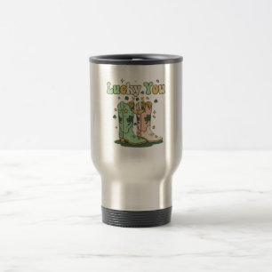Retro Lucky You Cowboy Boots St. Patrick’s Day Travel Mug