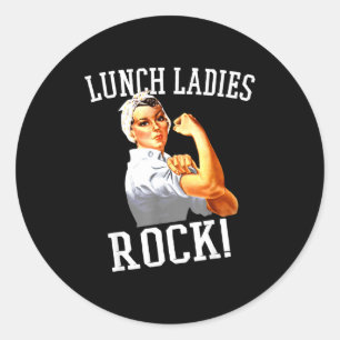 Retro Lunch Ladies Rock Cafeteria Worker Funny Lun Classic Round Sticker