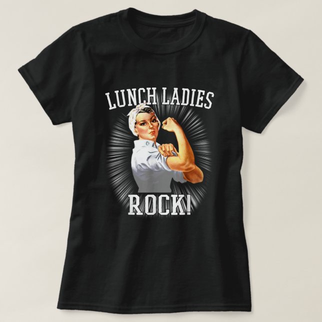 Retro Lunch Ladies Rock Rosie the Riveter-School L T-Shirt (Design Front)