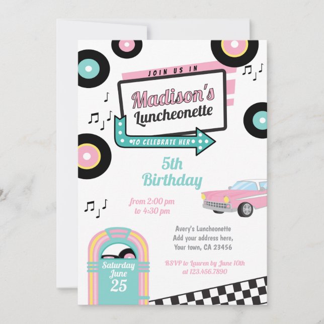 Retro Luncheonette Diner Party Invitation (Front)