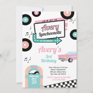 Retro Luncheonette Diner Party Invitation