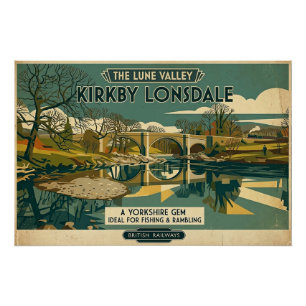 Retro Lune Valley Kirkby Lonsdale Art Print